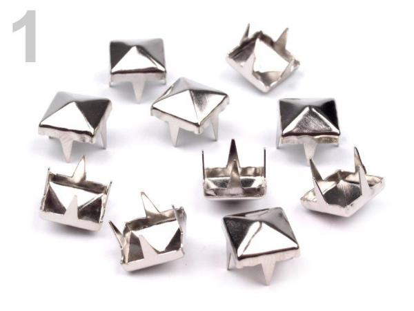 Ziernieten für Kleidung 7x7 Pyramidenförmig Nickel